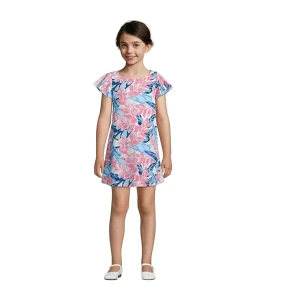 NWT Pappagallo Girls' Pink, Blue &White Floral Flutter Sleeve Dress - L (10/12) - Picture 4 of 10